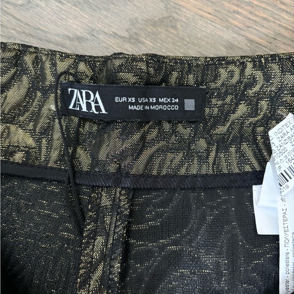 Zara NWOT Gold Black High Waist Brocade Micro Shorts Size XS - Picture 5 of 10